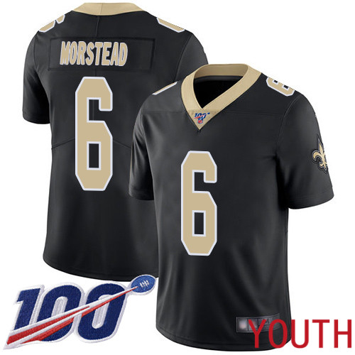 New Orleans Saints Limited Black Youth Thomas Morstead Home Jersey NFL Football #6 100th Season Vapor Untouchable Jersey